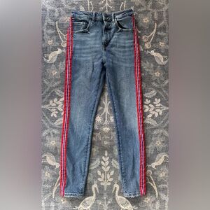 ZARA Racer Red Stripe denim skinny jeans